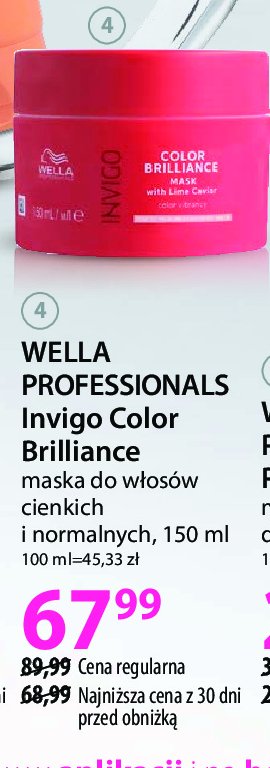 Maska do włosów color brilliance WELLA INVIGO promocja w Hebe