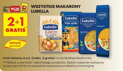 Wszystkie makarony Lubella 2+1 GRATIS promocja w Biedronka