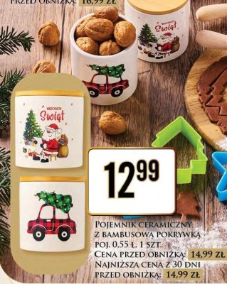 Pojemnik ceramiczny z bambusową pokrywką poj. 0,55 l promocja w Dino