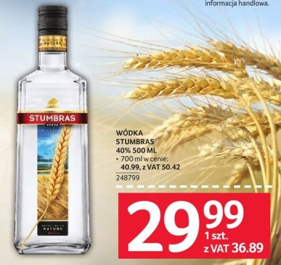 Wódka Stumbras 40% 500 ML promocja w Selgros
