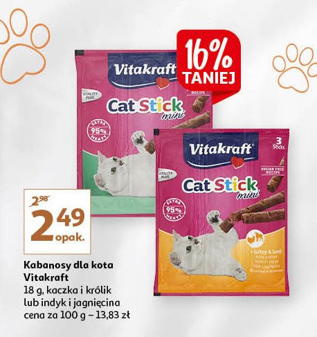Przysmak dla kota indyk i jagnięcina Vitakraft cat stick mini promocja