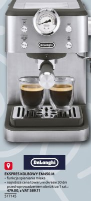 Ekspres kolbowy EM450.M DeLonghi 517145 promocja w Selgros