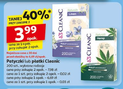 Patyczki higieniczne naturals hemp Cleanic promocja