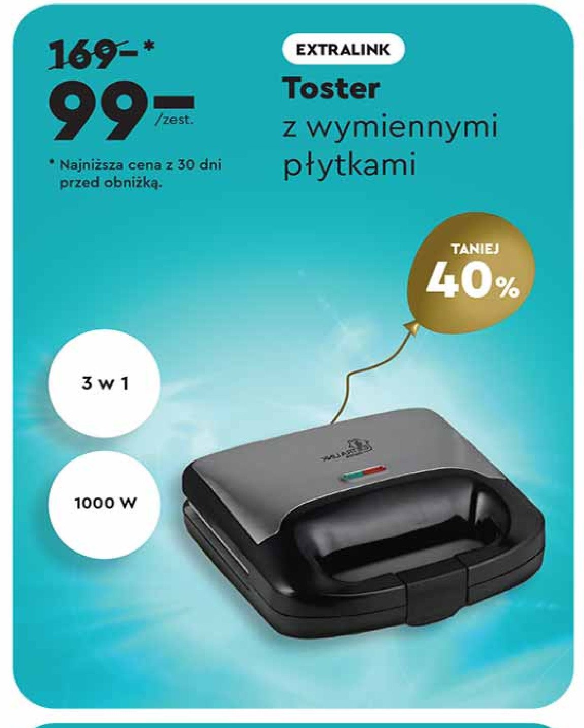 Toster 3w1 Extralink promocja