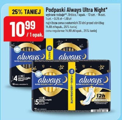 Podpaski Always Ultra Night promocja w POLOmarket