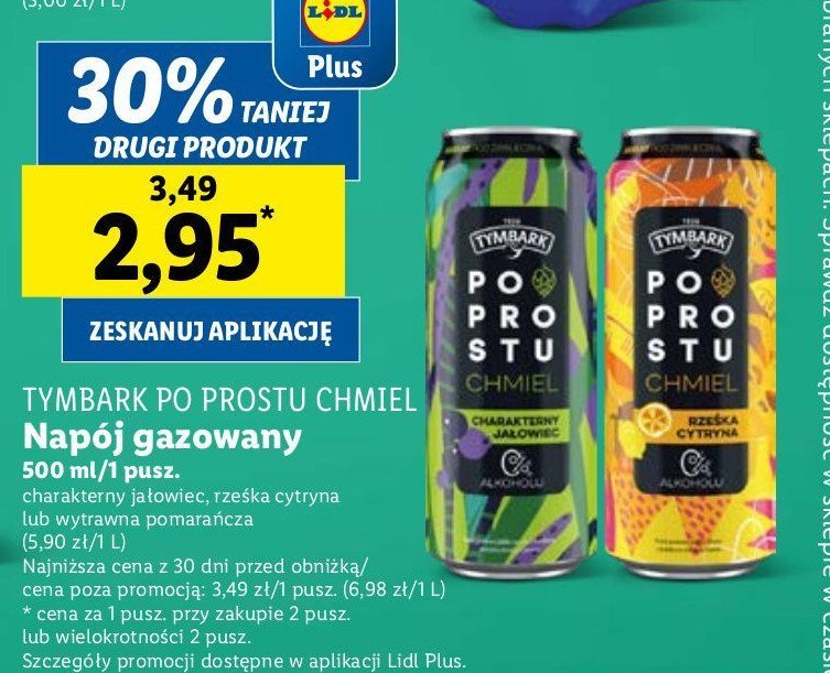 Napój rzeźka cytryna Tymbark po prostu chmiel promocja