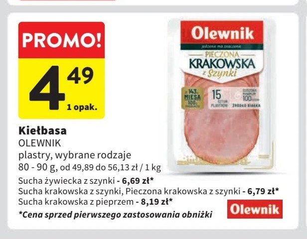 Kiełbasa krakowska pieczona sucha Olewnik promocja