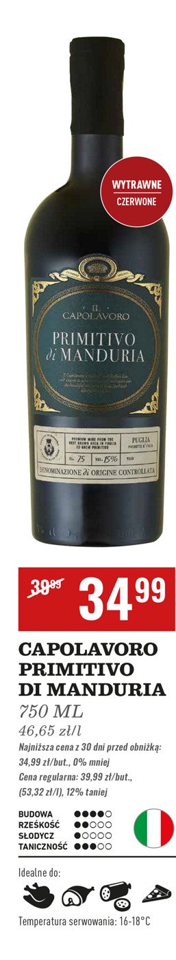 Wino IL CAPOLAVORO PRIMITIVO DI MANDURIA promocja