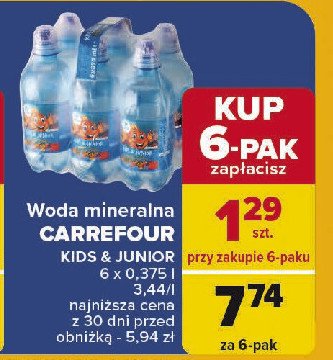 Woda niegazowana Carrefour kids promocja