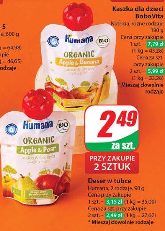 Mus jabłko-banan Humana promocja w Dino