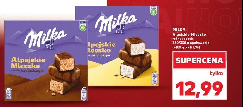 Czekoladki czekoladowe Milka alpejskie mleczko promocja