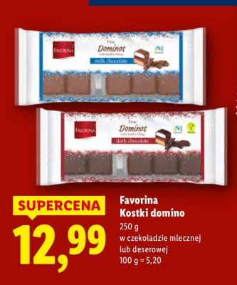 Kostki domino Favorina w czekoladzie mlecznej promocja w Lidl