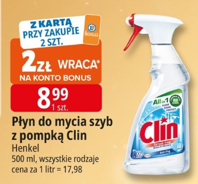 Płyn do mycia szyb z pompką Clin Henkel promocja w Leclerc