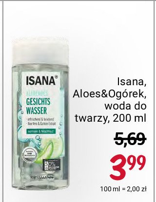 Woda oczyszczaj膮ca do twarzy aloes i og贸rek Isana promocja