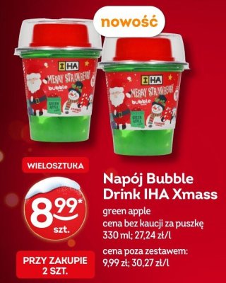Napój Bubble Drink IHA Xmass green apple 330ml promocja w Żabka