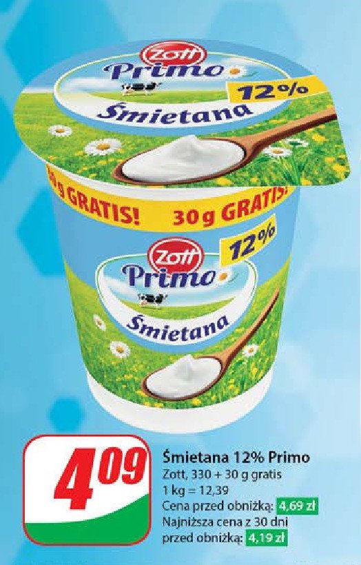 艢mietana 12 % Zott primo promocja