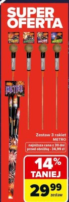 Zestaw 3 rakiet fajerwerków METRO promocja w Carrefour Market