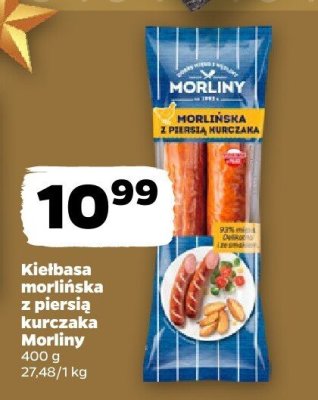Kiełbasa morlińska z piersią kurczaka Morliny promocja w Netto