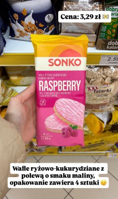 Wafle ryżowo-kukurydziane o smaku maliny promocja w Dino