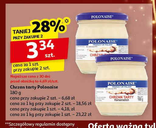 Chrzan tarty Polonaise promocja w Auchan