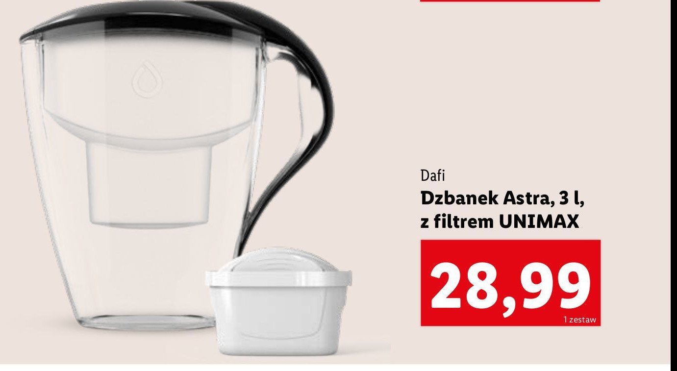 Dzbanek astra unimax 3 l + wk艂ad Dafi promocja