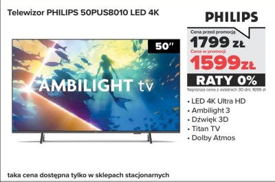Telewizor 50PUS8010 LED 4K 50" promocja w NEONET