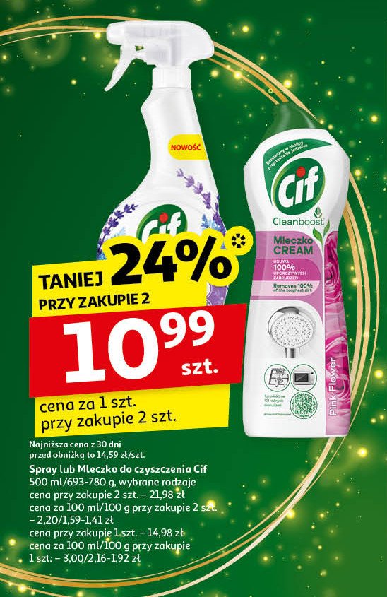 Spray uniwersalny lawenda i błękitna paproć Cif cleanboost promocja w Auchan