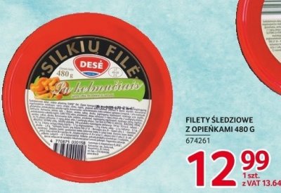 Filety śledziowe z opieńkami 480g promocja w Selgros
