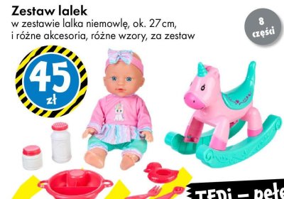 Zestaw lalek w zestawie lalka niemowlę z różnymi akcesoriami 8 części promocja w Tedi