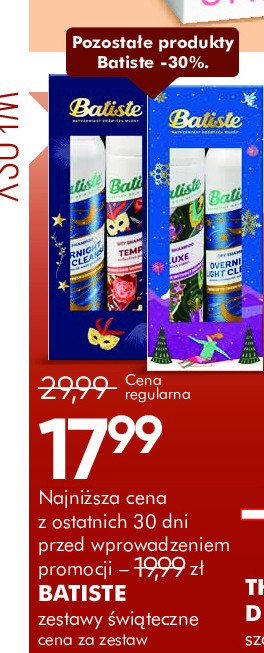 Szampon do włosów suchy luxe + szampon overnight light cleanse Batiste dry shampoo promocja