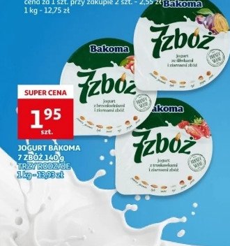 Jogurt ze śliwkami i ziarnami zbóż Bakoma 7 zbóż promocja
