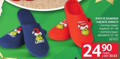 Kapcie damskie i męskie Grinch promocja w Selgros