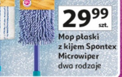 Mop płaski z kijem Spontex + wkład Microwiper promocja w Auchan