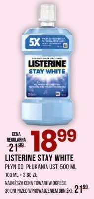 Płyn do płukania LISTERINE STAY WHITE 500 ML promocja w Drogerie Natura