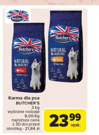 Karma dla psa z kurczakiem Butcher's natural & healthy promocja w Carrefour