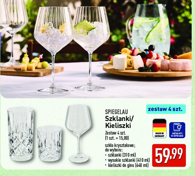 Szklanki wysokie Spiegelau promocja w Aldi