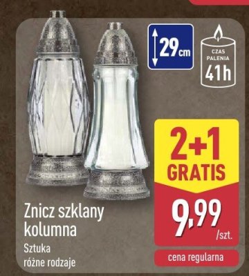 Znicz szklany kolumna różne rodzaje 2+1 GRATIS promocja w Aldi
