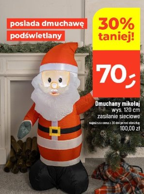Dmuchany mikołaj wys. 120 cm zasilanie sieciowe promocja w Dealz
