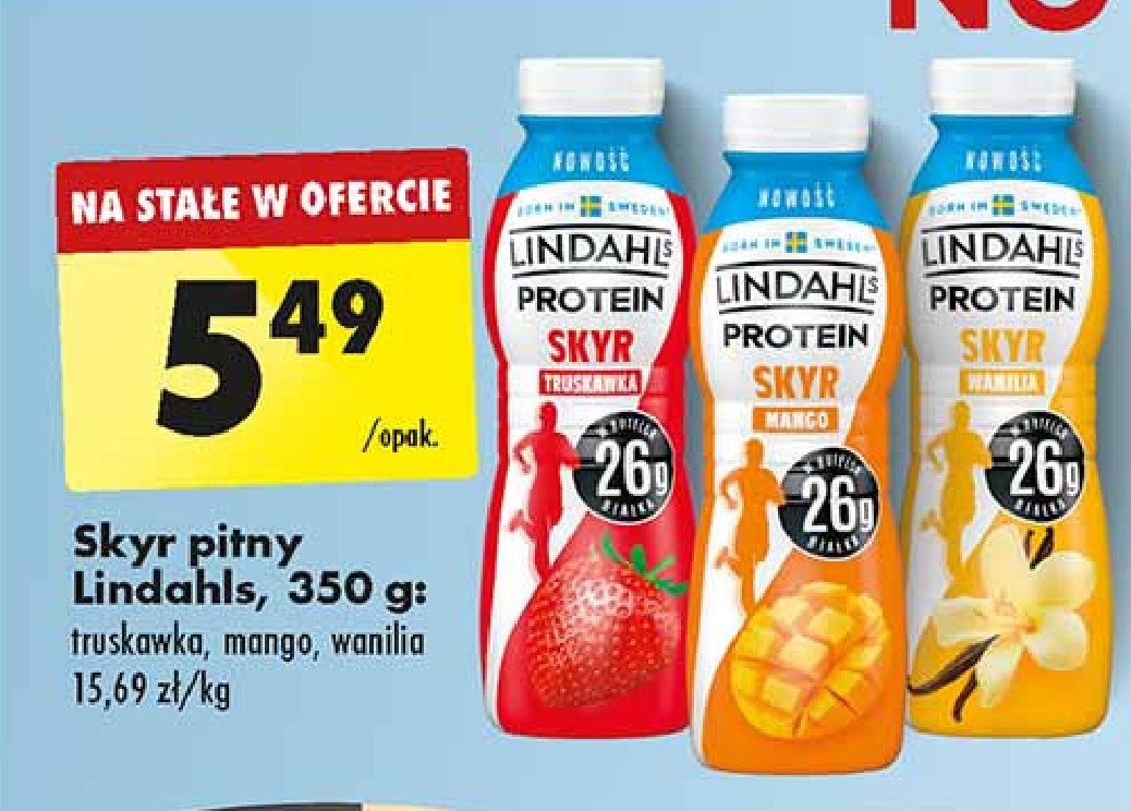 Jogurt skyr truskawka Lindahls protein promocja w Biedronka