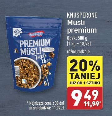 Musli trzy czekolady Knusperone promocja w Aldi