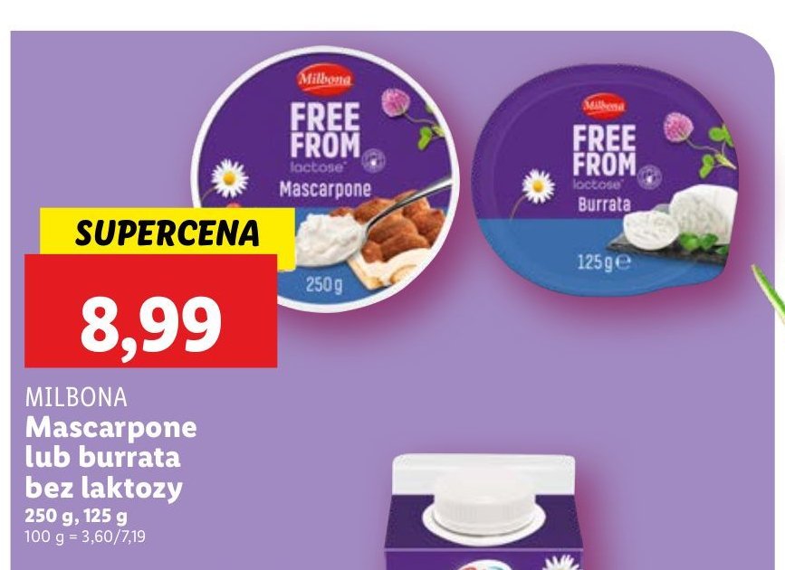 Ser burrata bez laktozy Milbona promocja w Lidl