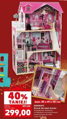Domek dla lalek Amelia KidKraft trzypiętrowy, drewniany, z mebelkami oraz akcesoriami, przystosowany dla lalek o wys. do 30 cm, wym. 83 x 41 x 121 cm promocja w Kaufland