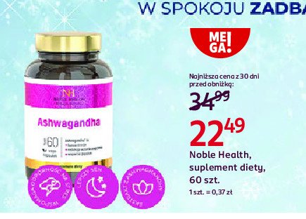 Ashwagandha w tabletkach Noble health promocja w Rossmann