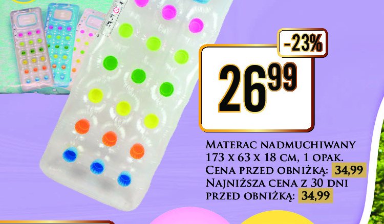 Materac dmuchany 173 x 63 cm promocja w Dino