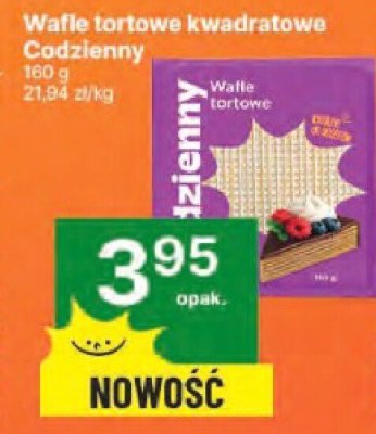 Wafle tortowe kwadratowe Codzienny 160 g promocja w Delikatesy Centrum