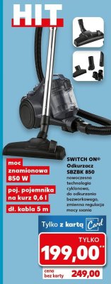 Odkurzacz SPZBK 850 nowoczesna technologia cyklonowa, do odkurzania bezworkowego, zmienna regulacja mocy ssania SWITCH ON promocja w Kaufland