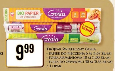 Trójpak świąteczny: papier do pieczenia 6 m, folia aluminiowa 10 m, folia do żywności 30 m promocja w Dino