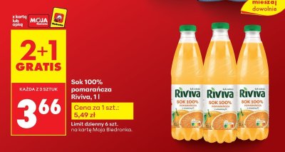 Sok 100% pomarańcza Riviva promocja w Biedronka
