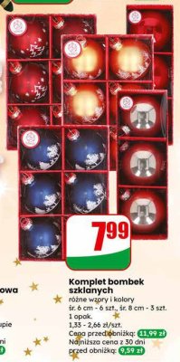 Komplet bombek szklanych promocja w Dino