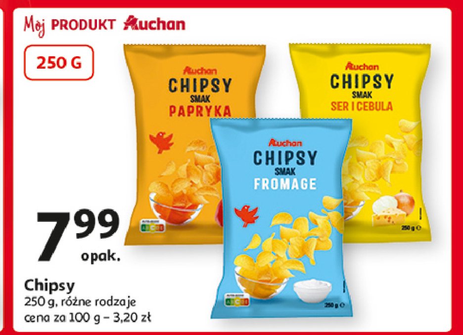 Chipsy ser-cebula Auchan promocja